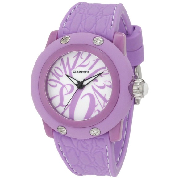 Glam Rock MISS MIAMI BEACH White Dial Watch GR24003 Lilac Silicone Nib $295 - Picture 1 of 5